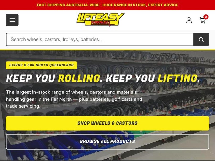 Lift Easy homepage, live at lifteasy.com.au